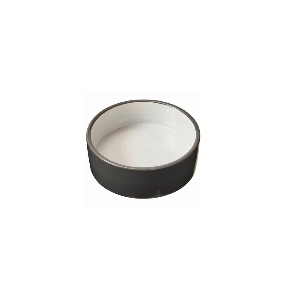 Ceramic Dog Bowl, Two-tone Gray Finish, Five Inch Diameter