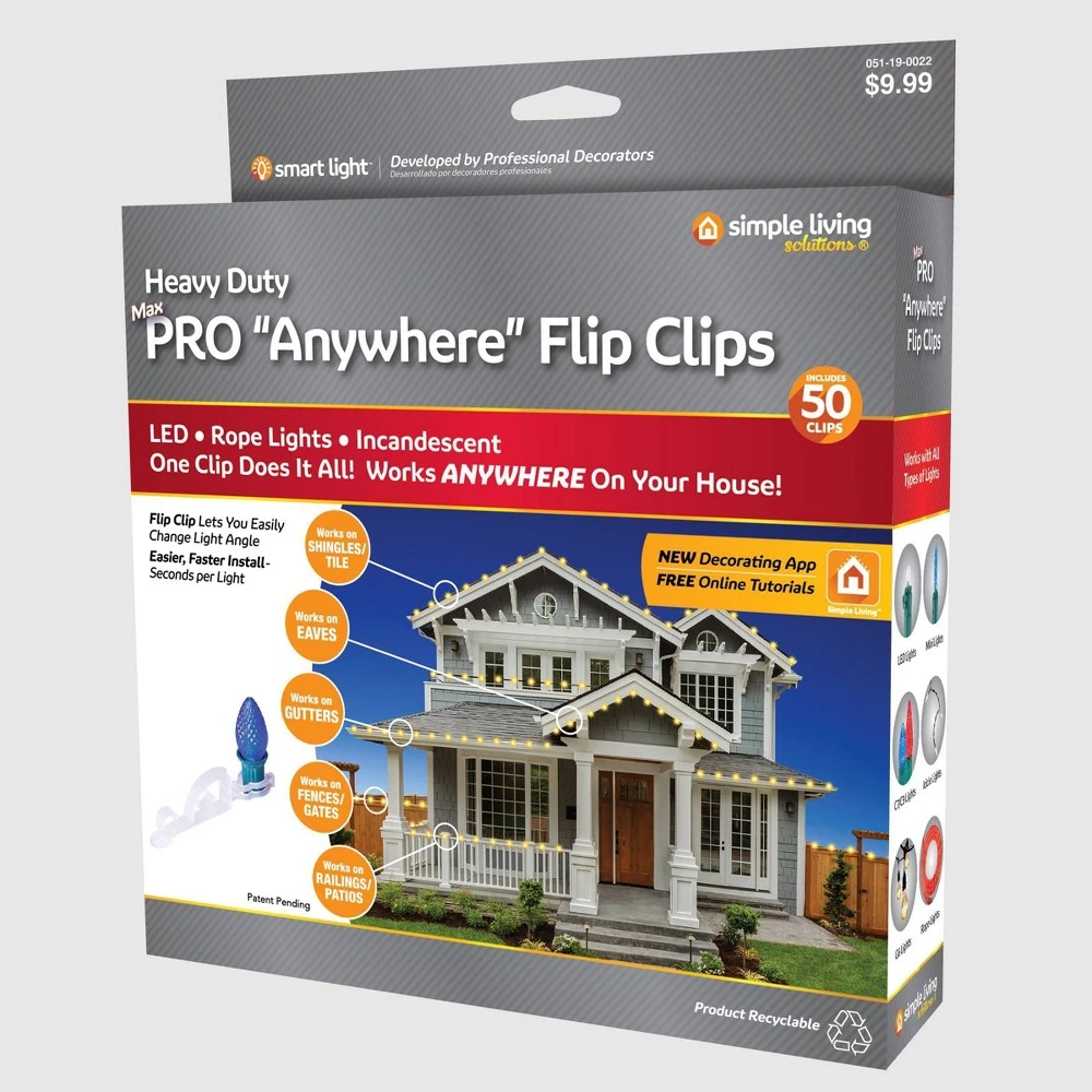 50 Count String Light Pro Anywhere Flip Clips