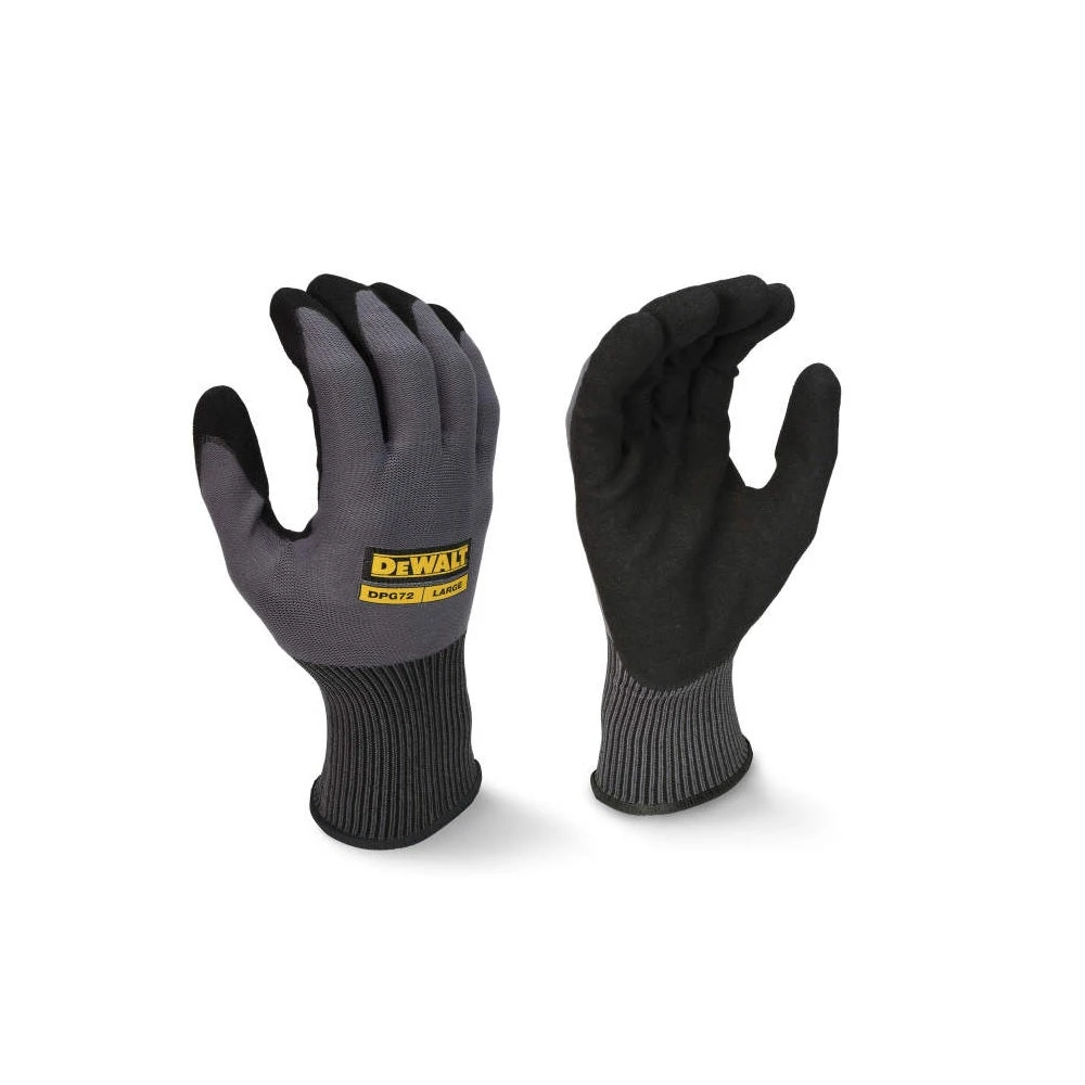 Oil And Water Resistant Nylon Work Gloves, Breathable Fabric, Size Large