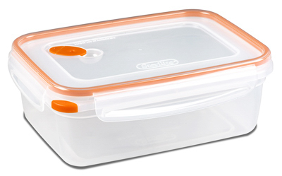 Ultra-seal Rectangle Food Container, Clear With Tangerine Lid, 8.3 Cups Capacity