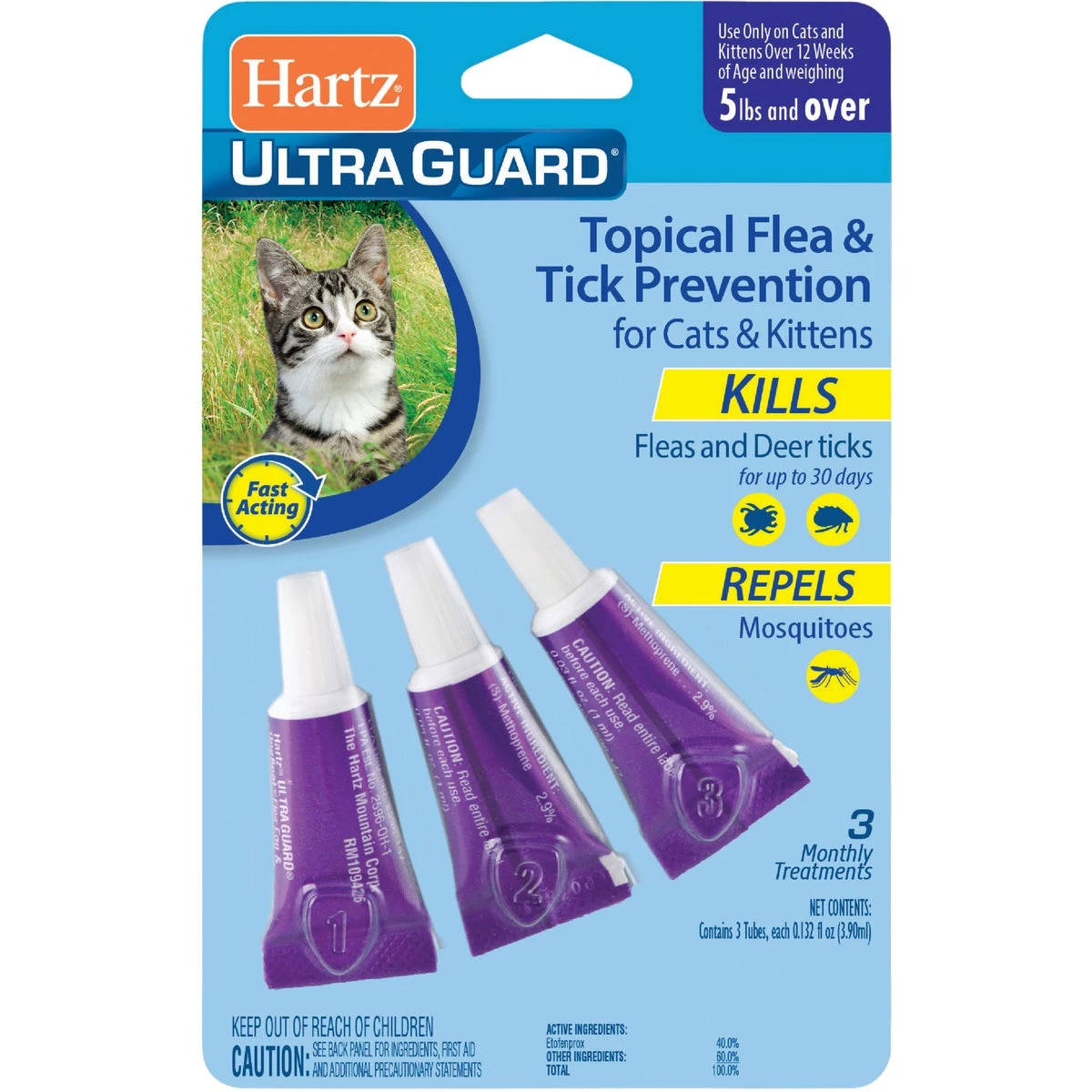 Ultraguard Dual-action Topical Flea And Tick Treatment For Cats Over Five Pounds, Three Pack