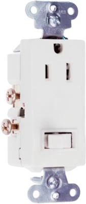 White Combo Switch And Outlet, 2-pole 3-wire Grounding, 15 Amp, 125 Volt