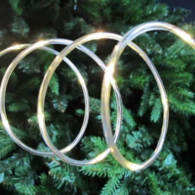 Led Micro Dot Christmas Tube Light Set Warm White Silver Wire Timer Battery Operated 15 Feet
