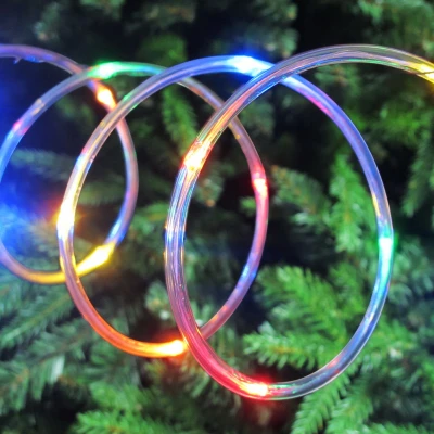 Led Micro Dot Christmas Tube Light Set Multi Color Silver Wire Timer Battery Operated 15 Feet