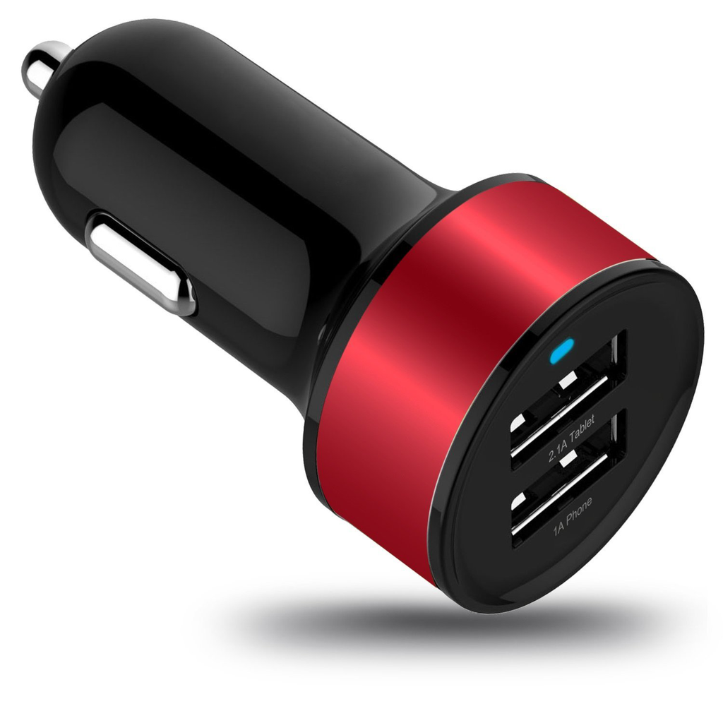 Dual Usb Car Charger With Metallic Ring - Model Ch-car-metallic