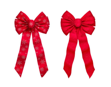10 Inch X 22 Inch Assorted Ornamental Print Bow For Holiday Decor