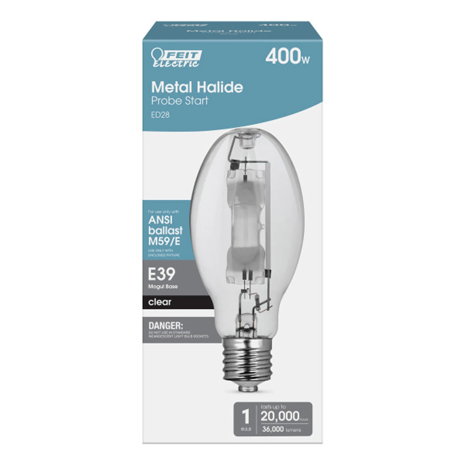 400 W Ed28 Hid Bulb 36000 Lm Bright White Metal Halide 1 Pk