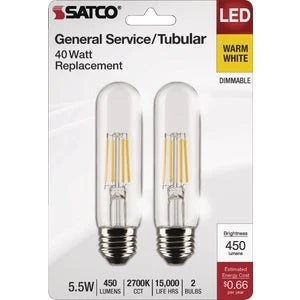 2pk 5.5w T10clr Led Bulb