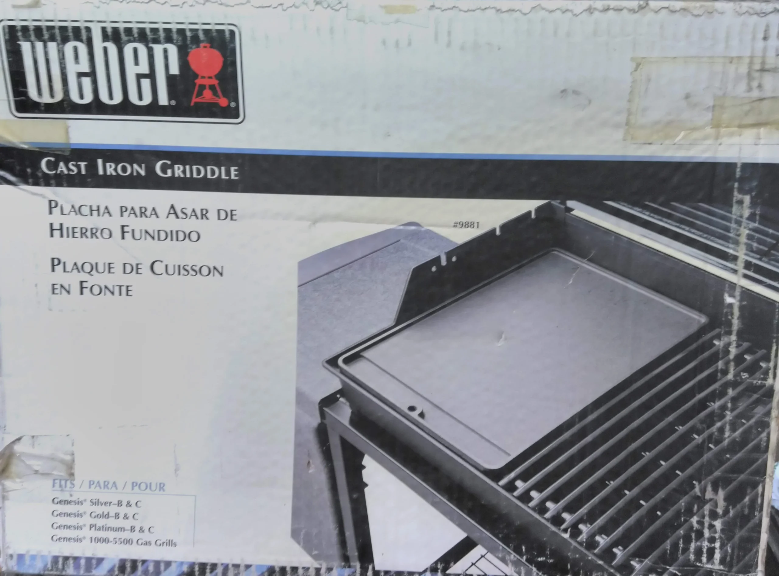 9881 Cast Iron Griddle For Barbecue Grills - Silver/gold/platinum Finish