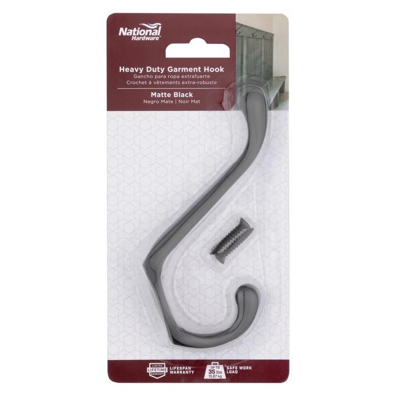 N830-624 Heavy-duty Garment Hook, 35 Lb, Zinc, Matte