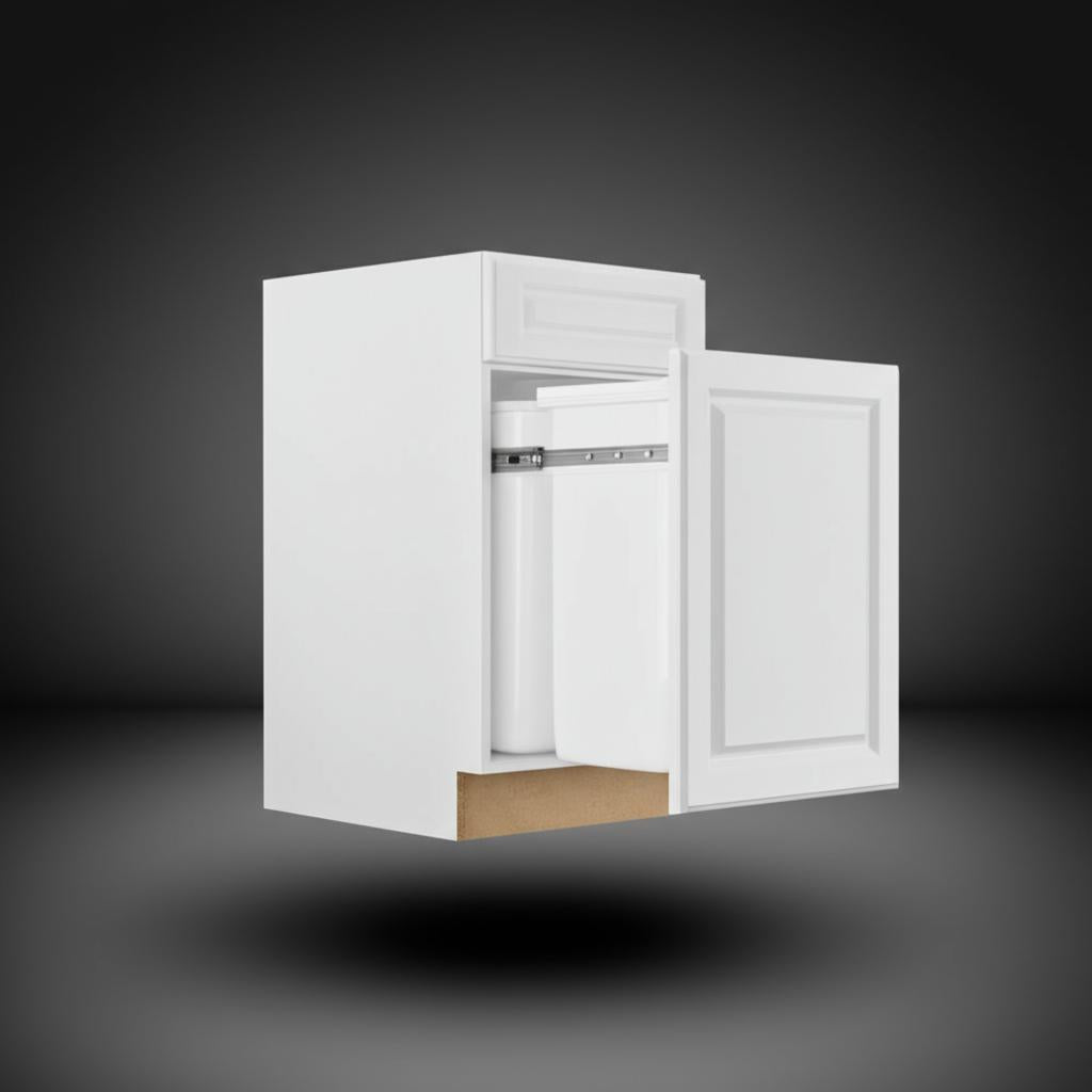 Hampton Bay Designer Series Elgin Dual Pull-Out Trash Can Base Kitchen Cabinet, White