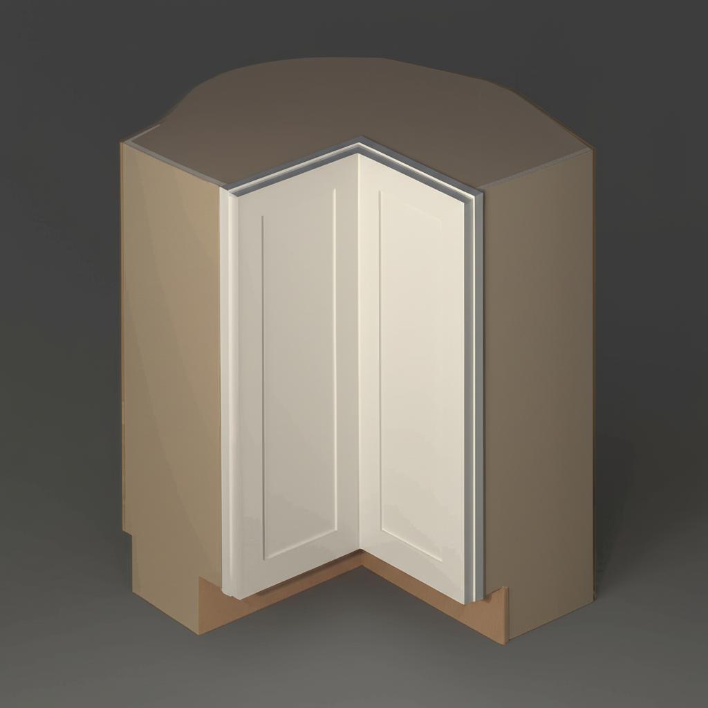 Hampton Bay Courtland Shaker Lazy Susan Corner Base Kitchen Cabinet in Polar White