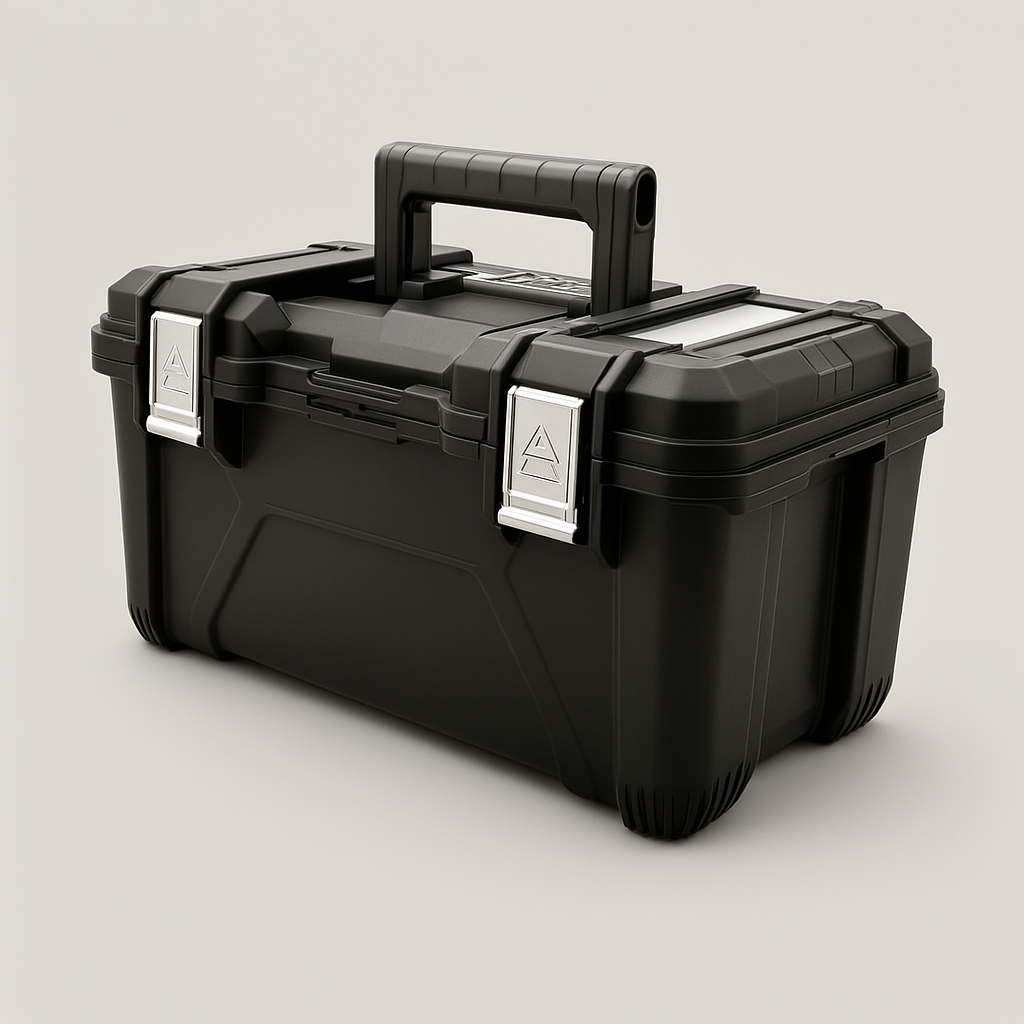 Husky 22-inch Black Plastic Portable Tool Box with Metal Latches