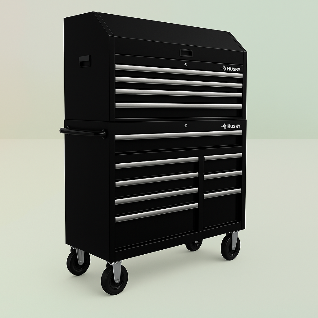 Husky Industrial 41 in. W x 21.5 in. D 11-Drawer Rolling Cabinet Tool Chest in Matte Black