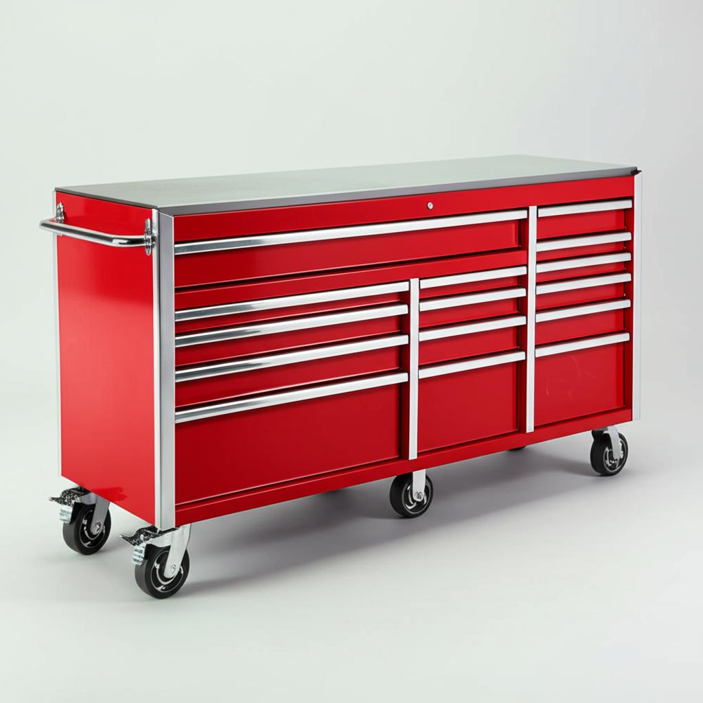 Husky Heavy-Duty 72 in. 15-Drawer Mobile Workbench Tool Chest in Gloss Red with Stainless Steel Top