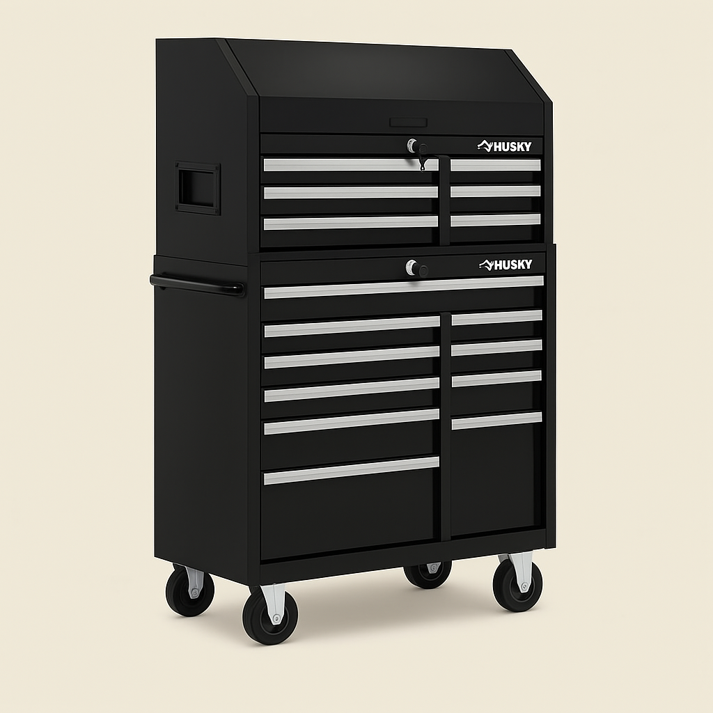 Husky Industrial 41 in. W x 21.5 in. D 4-Drawer Top Tool Chest in Matte Black