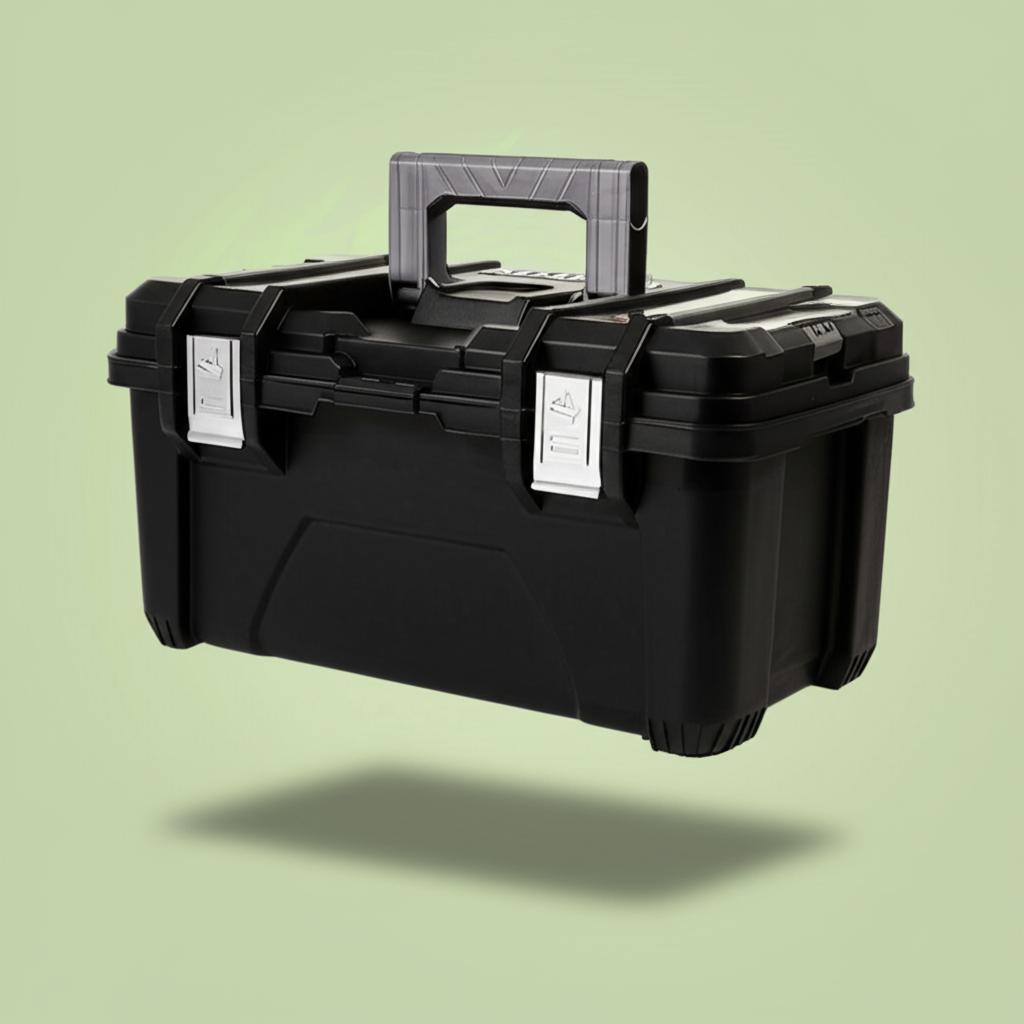 Husky 22 in. Black Plastic Portable Tool Box with Metal Latches