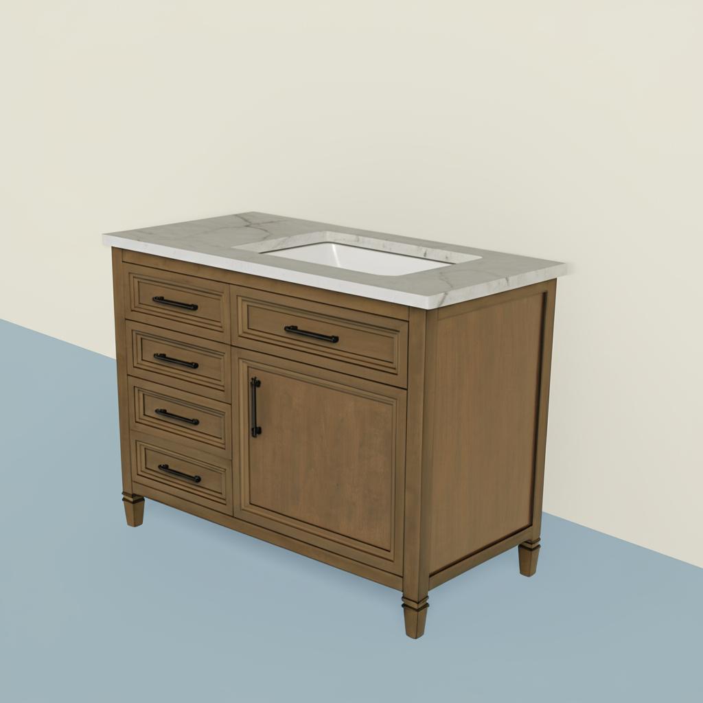 Home Decorators Collection Aiken 42-inch Bathroom Vanity in Almond Latte with Cultured Marble Top