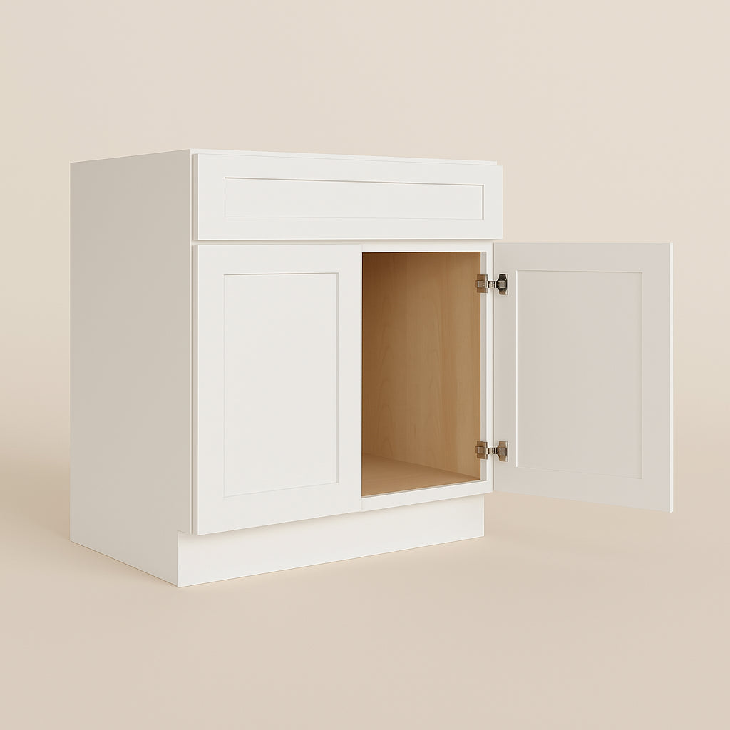 Bremen Cabinetry Shaker Base Cabinet with 2 Doors and 1 Drawer in White