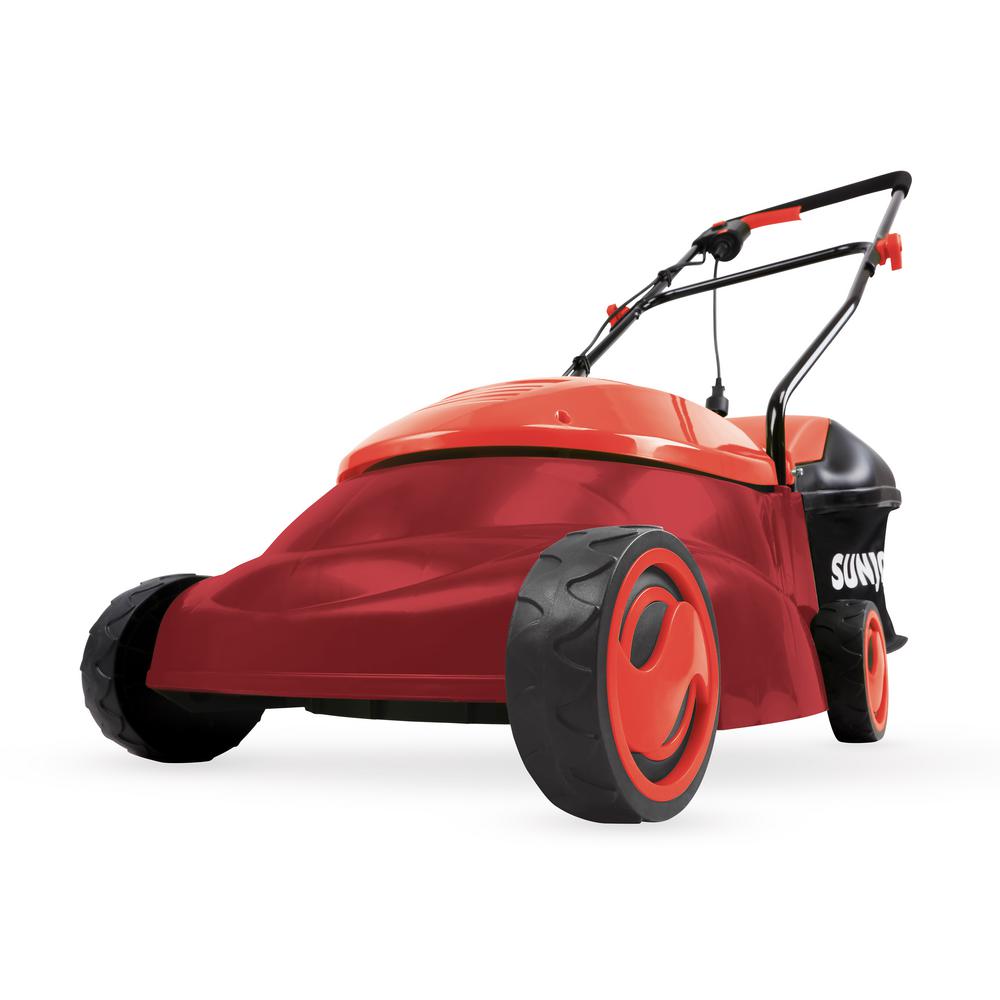 Sun Joe 14 in. 13 Amp Electric Walk Behind Push Lawn Mower with Side Discharge Chute, Red
