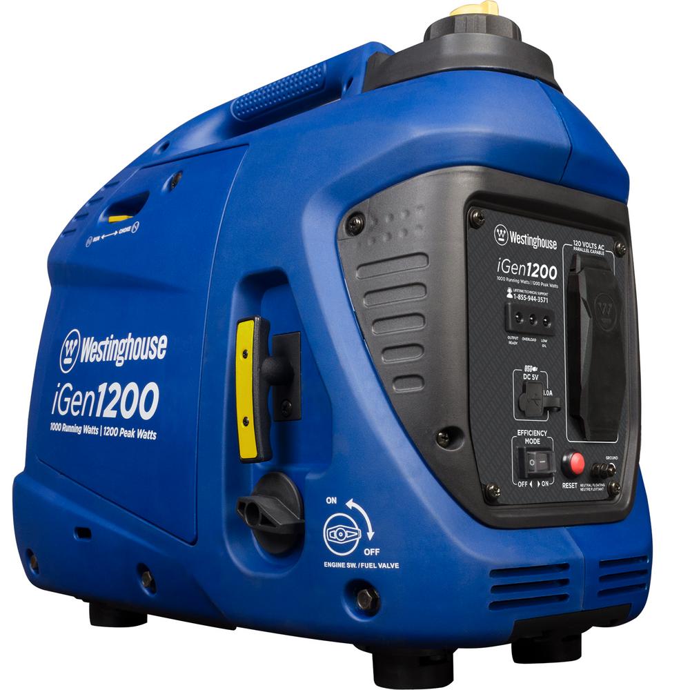 Westinghouse iGen1200 1,200/1,000 Watt Gas Powered Portable Inverter Generator with Enhanced Fuel Efficiency