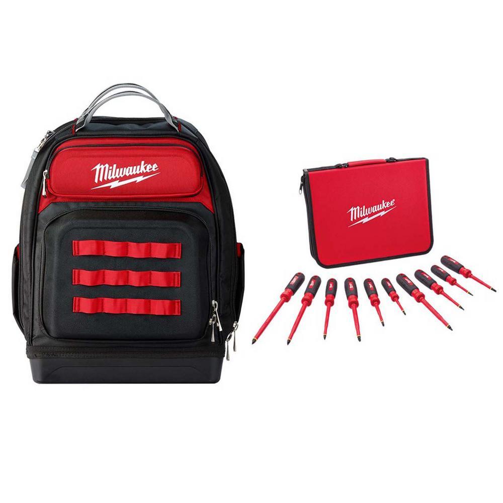 15 in. Ultimate Jobsite Backpack with 1000-Volt Insulated Screwdriver Set and Case (10-Piece)