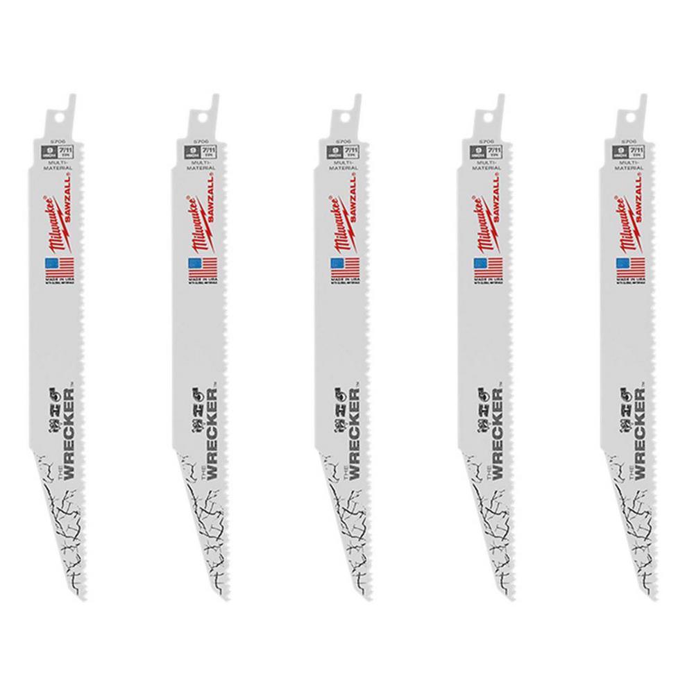 9 in. 7/11 Teeth per in. WRECKER Demolition Mutli-Material Cutting SAWZALL Reciprocating Saw Blades (5 Pack)