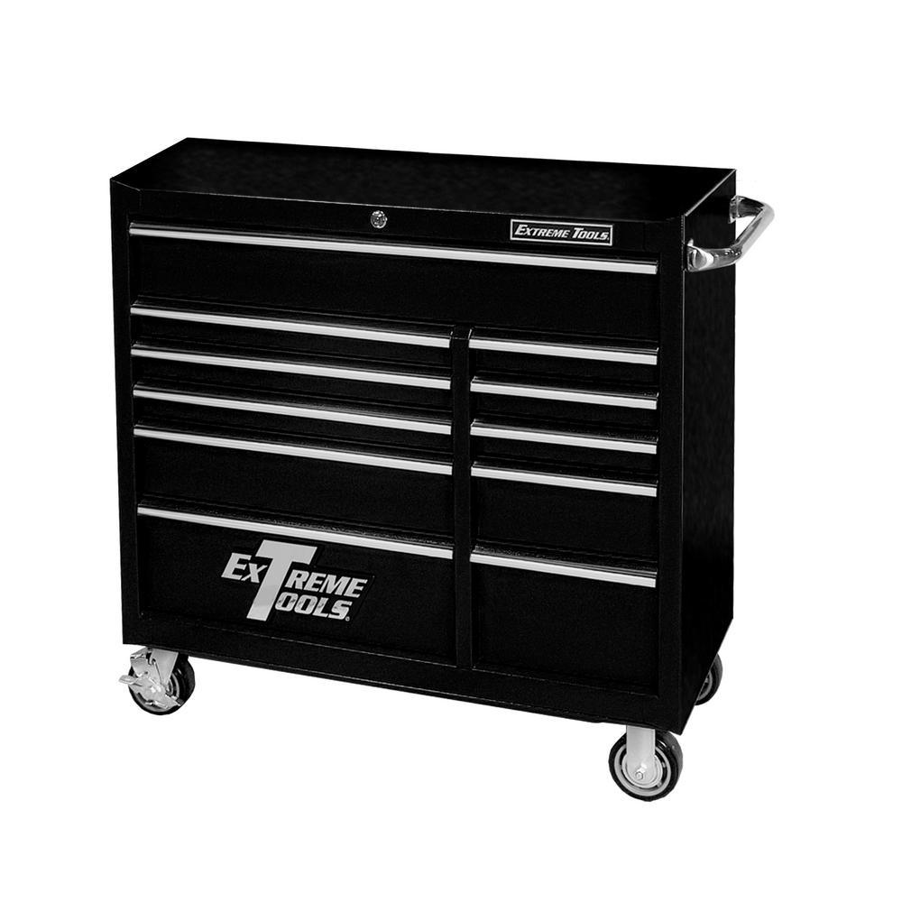 41 in. x 24 in. D 11-Drawer Roller Cabinet Tool Chest in Black