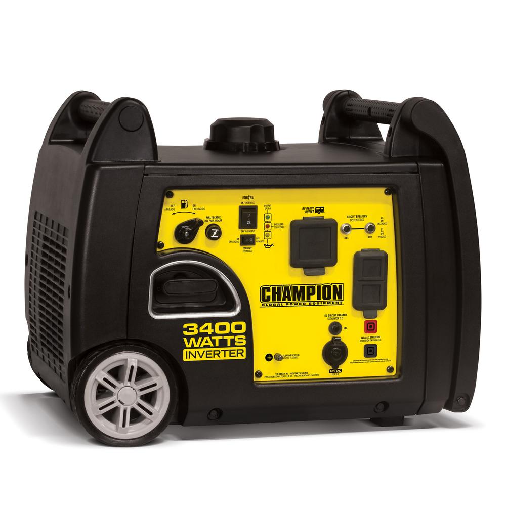 CHAMPION POWER EQUIPMENT 3400-Watt Gasoline Powered Recoil Start Portable Inverter Generator with 192 cc Engine