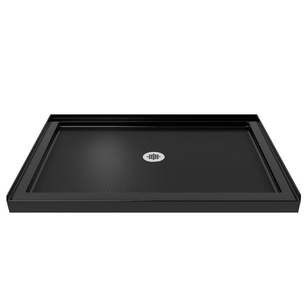 SlimLine 42 in. W x 32 in. D Single Threshold Shower Base in Black