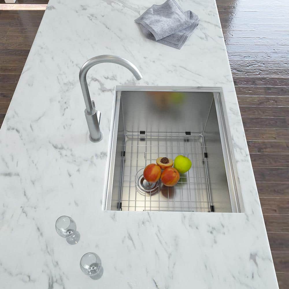 Staykiwi 23 x 19 Undermount Laundry/Utility Sink in Brushed Nickel with Workstation