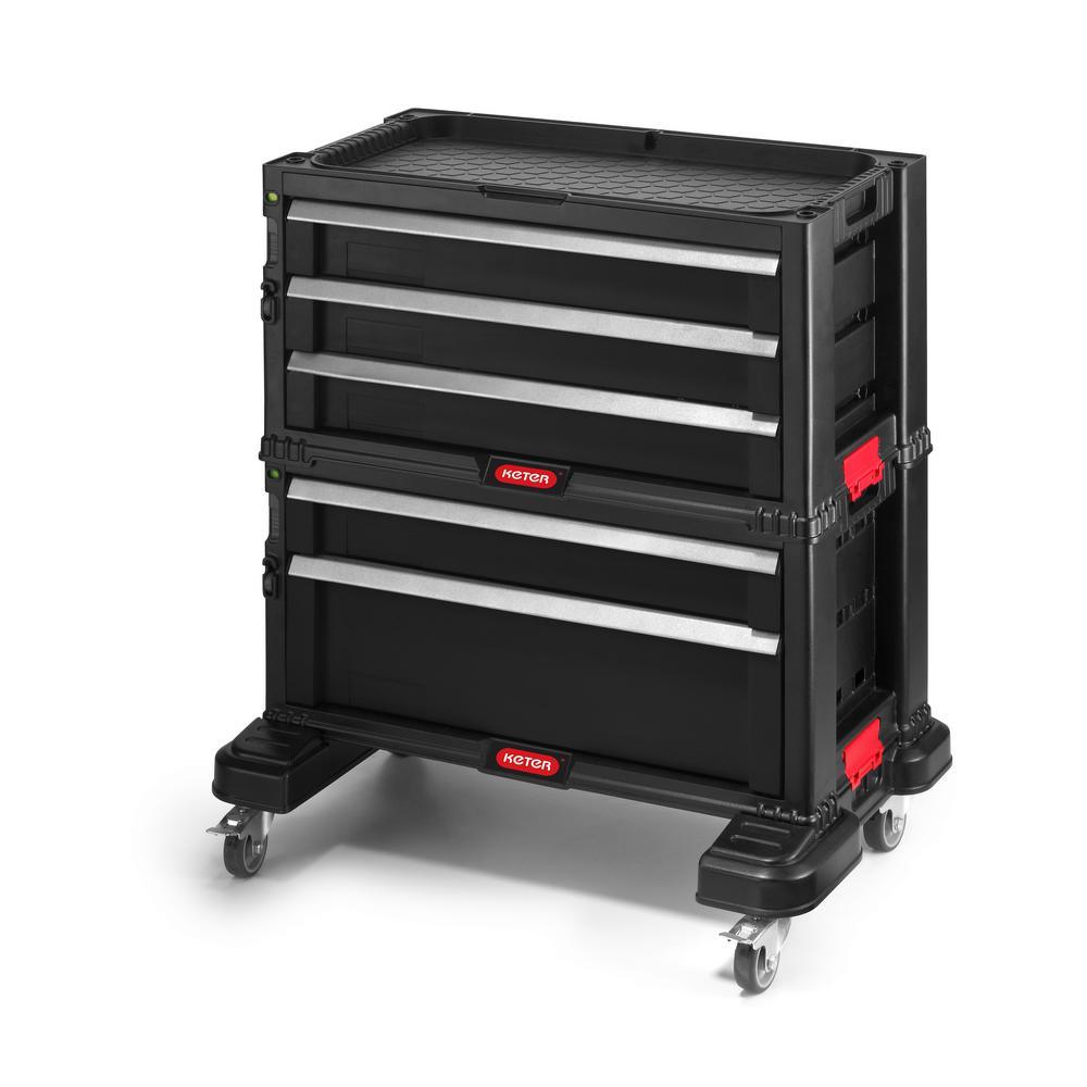 22 in. 5-Drawer Modular Roller Cabinet Tool Chest in Black