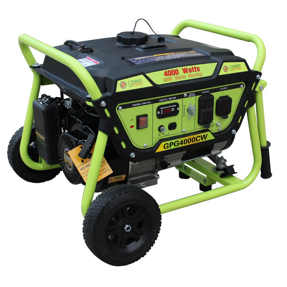 Green-Power 3,300-Watt Gasoline Powered Manual Start Portable Generator, CARB Approved
