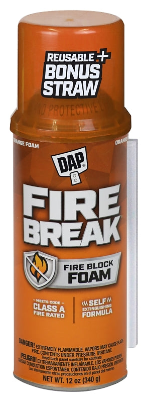 Touch 'n Foam 4004501212 Fire Break Foam Sealant, Amber, 60 to 100 deg F, 12 oz, Can