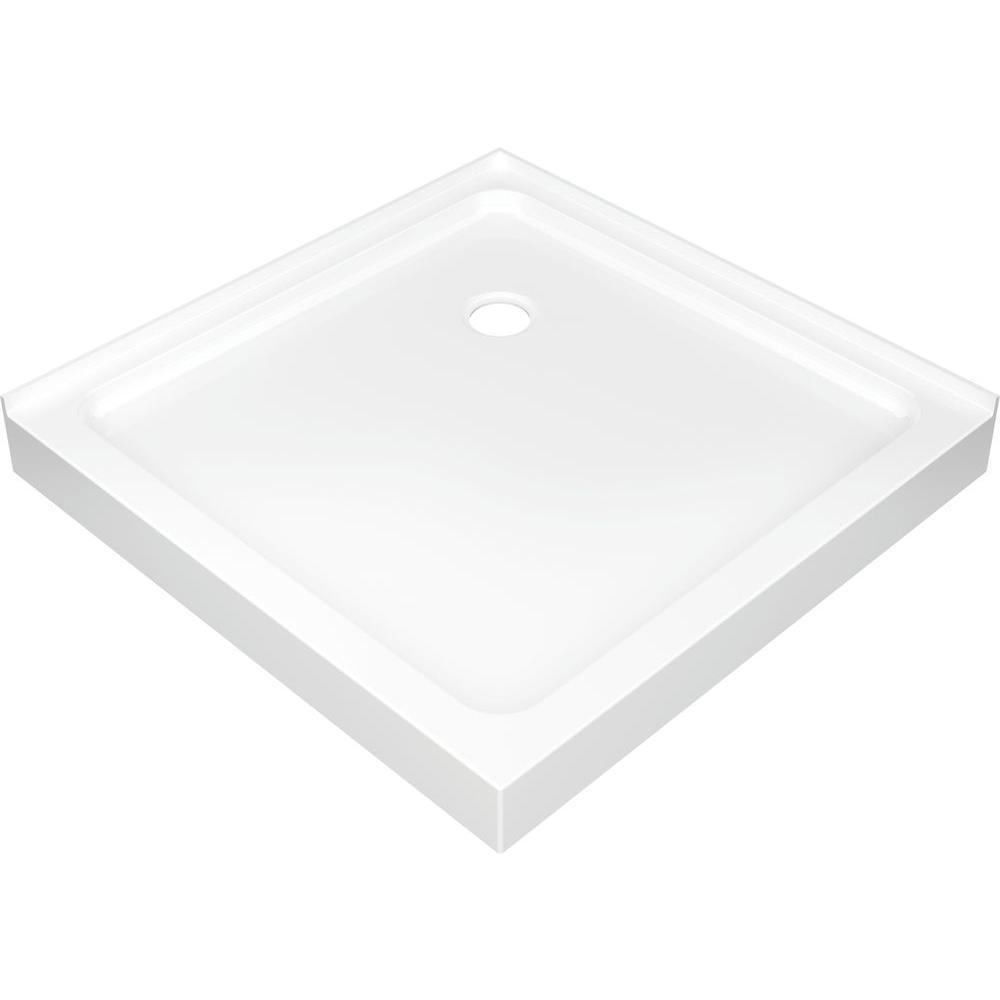 36 in. x 36 in. Double Threshold Corner Shower Base in White