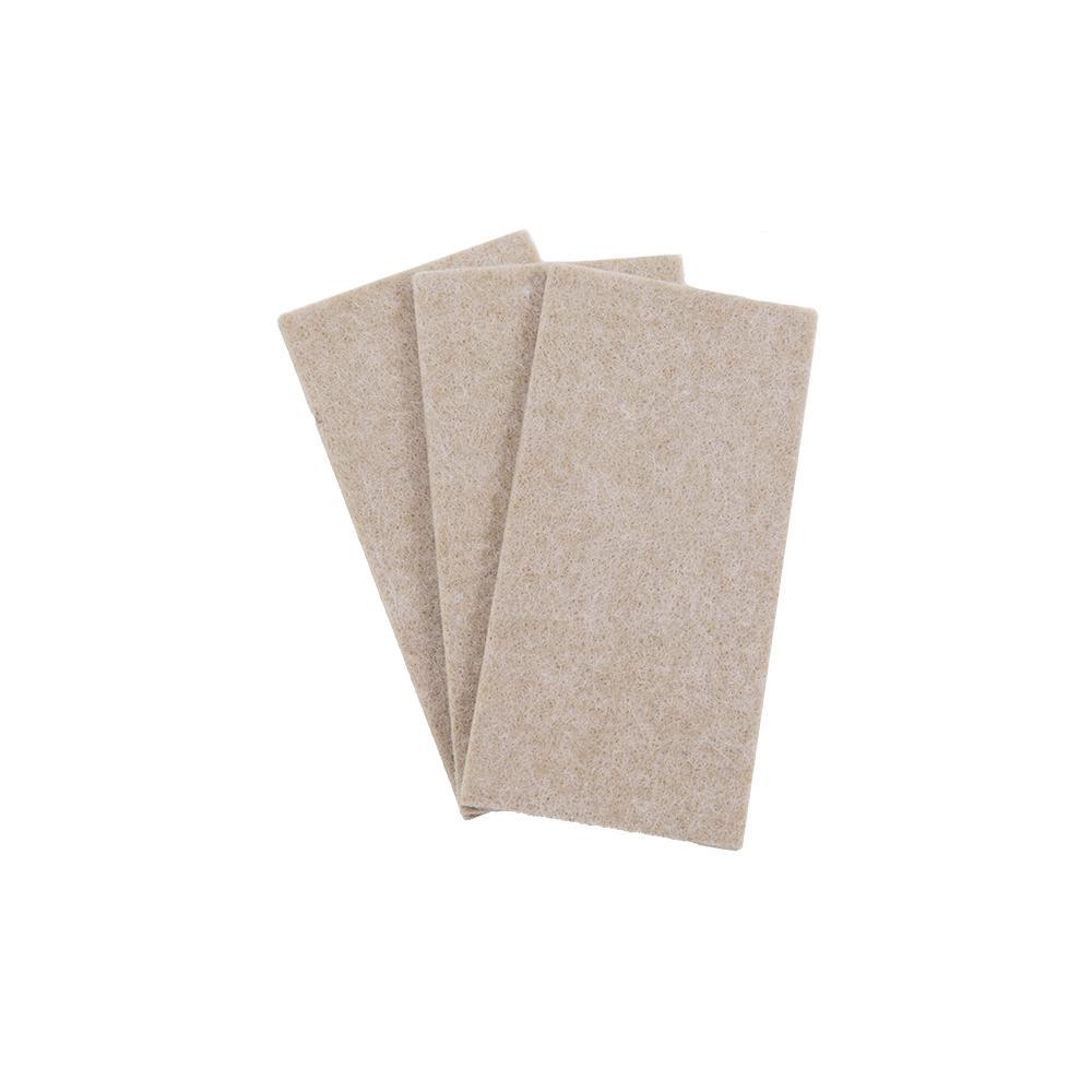 2 in. x 4 in. Heavy-Duty Self-Adhesive Beige Felt Blanket (3-Pack)