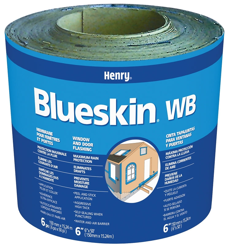 Blueskin WB BH200WB4578 Window and Door Flashing, 50 ft L, 6 in W, Blue, Self-Adhesive