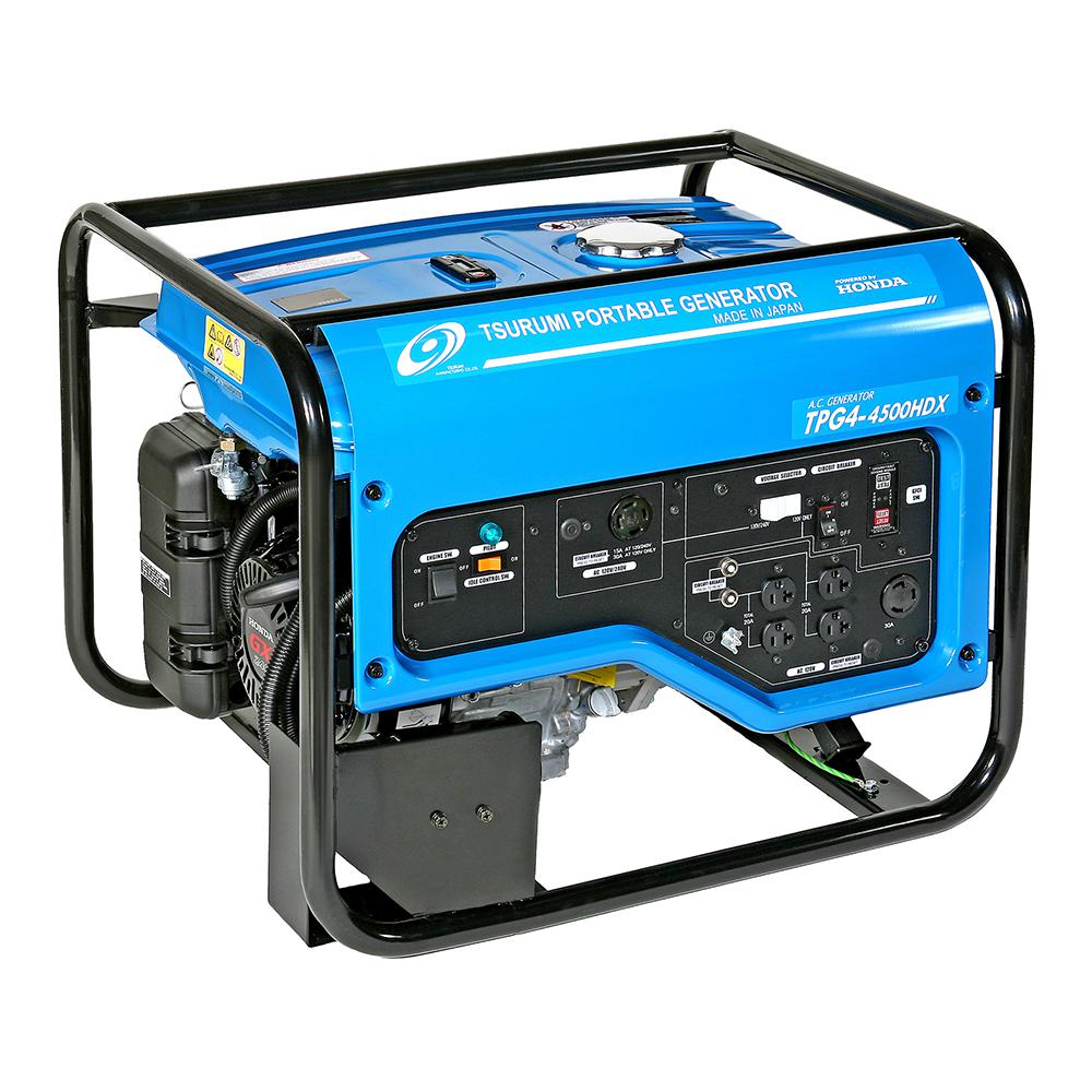TSURUMI PUMP 3,600 Watt Gasoline Powered Portable Blue Generator with GFCI Protection and Honda GX240 Engine