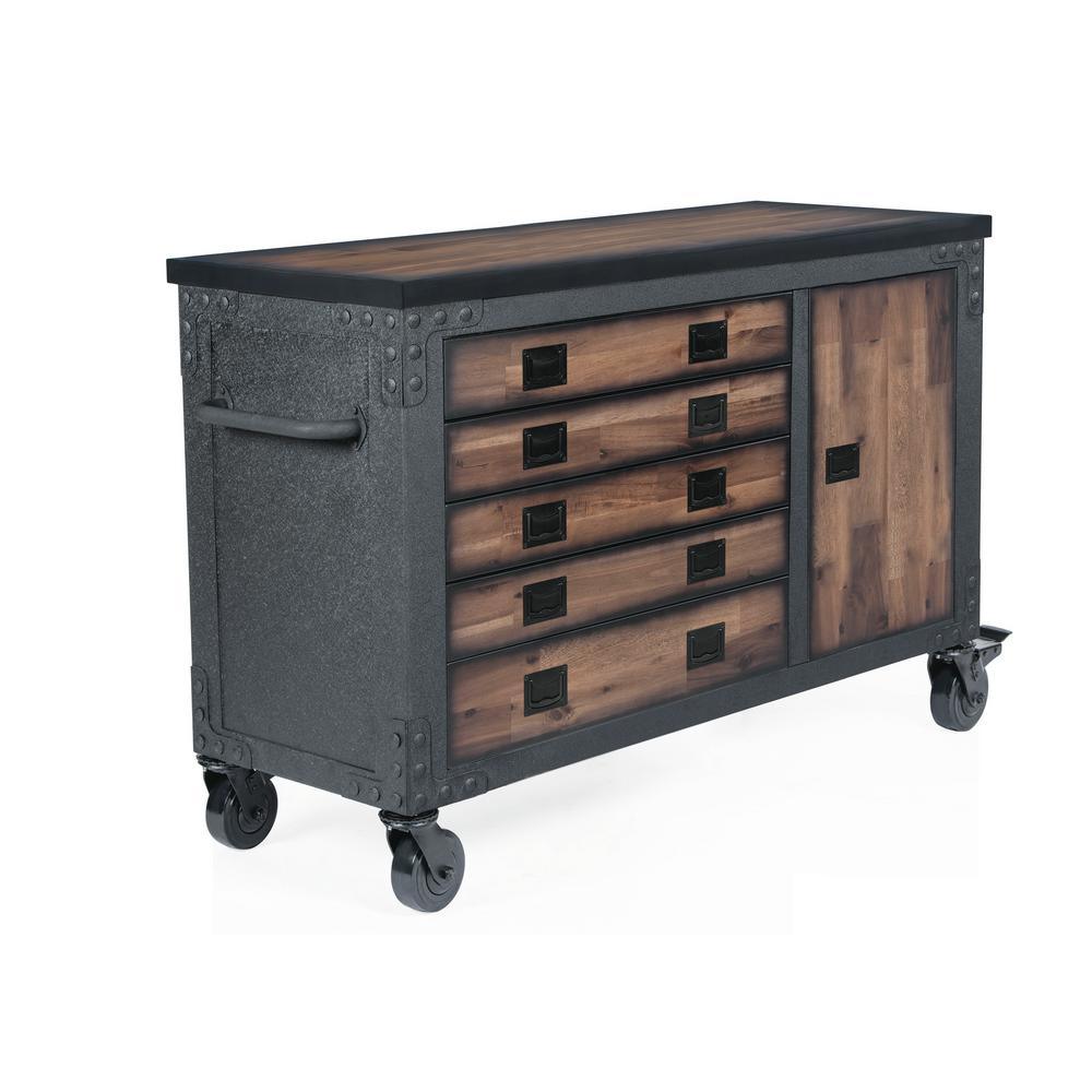 48 in. 5-Drawers Rolling Tool Chest with Wood Top