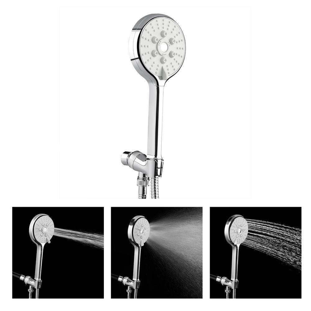 3-Spray 4.63 in. Single Wall Mount Handheld Adjustable Shower Head in Chrome Polished