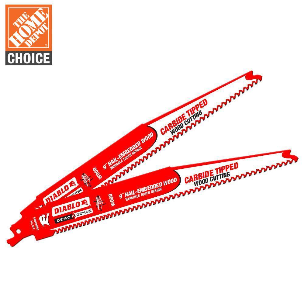 9 in. x 6/9 Teeth per inch Demo Demon Carbide Tipped Reciprocating Saw Blade for Nail Embedded Wood (2-Pack)