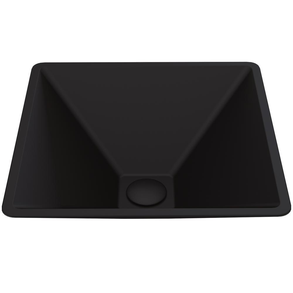Black Serato Square MatteShell Glass Bathroom Vessel Sink