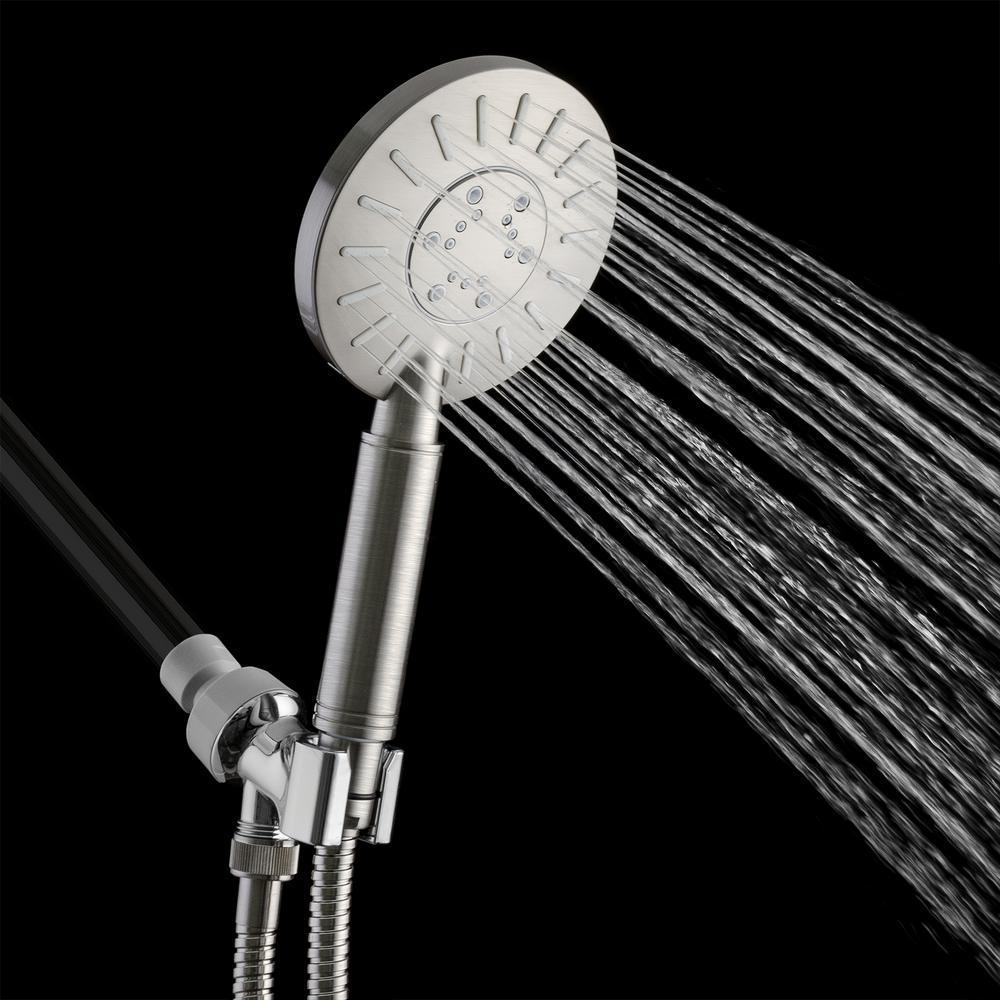 3-Spray 4.75 in. Single Wall Mount Handheld Adjustable Shower Head in Brushed Nickel