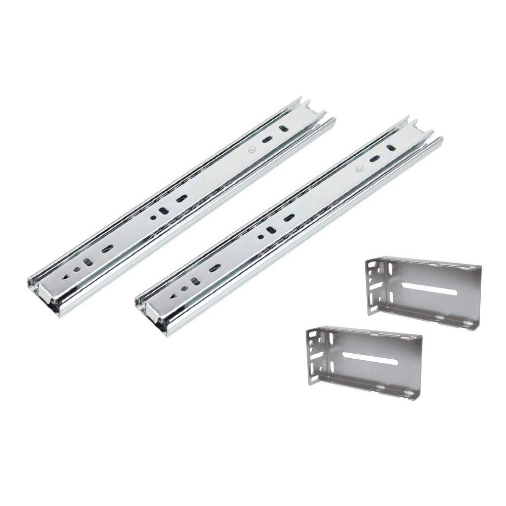 18 in. Full Extension Ball Bearing Side Mount Drawer Slide Set with Rear Bracket (4-Pair)