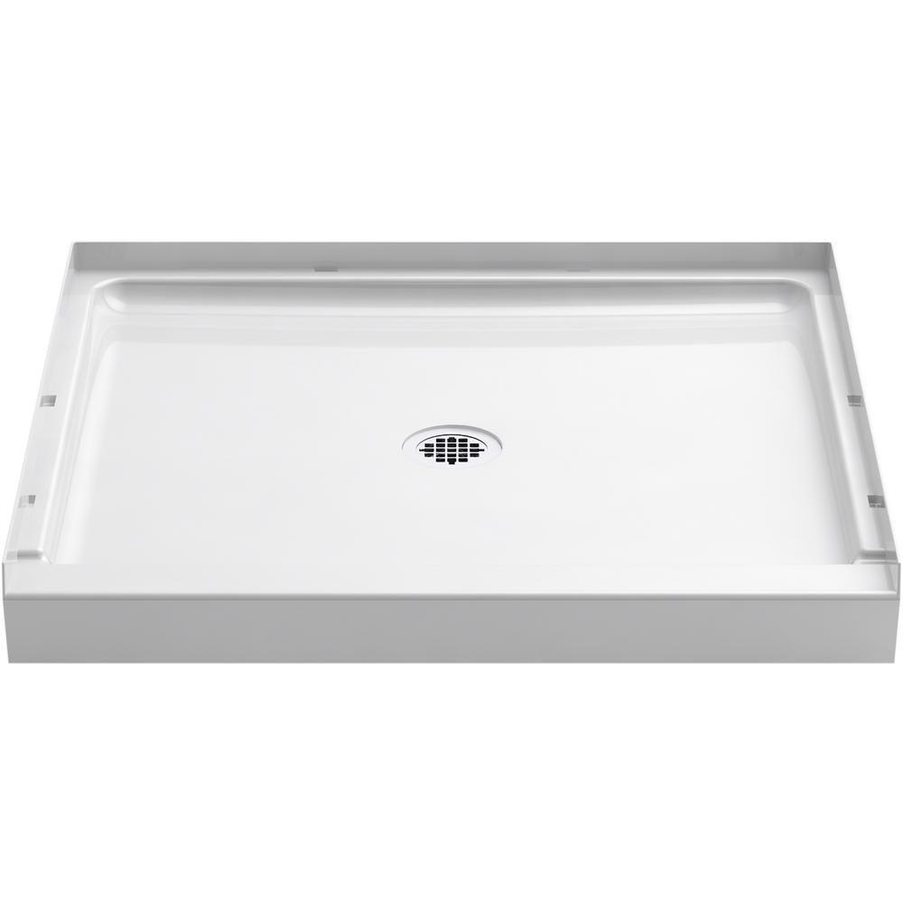 36 in. x 34 in. Single-Threshold Shower Base with Center Drain in White