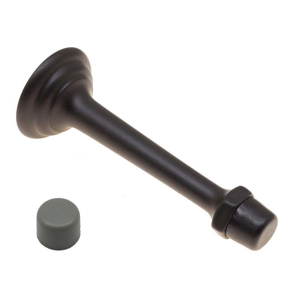 3-3/4 in. Solid Brass Fancy 3-Ring Base Door Stop in Oil-Rubbed Bronze
