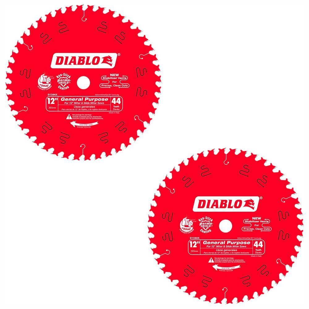 12 in. x 44-Teeth General Purpose Saw Blade (2-Pack)
