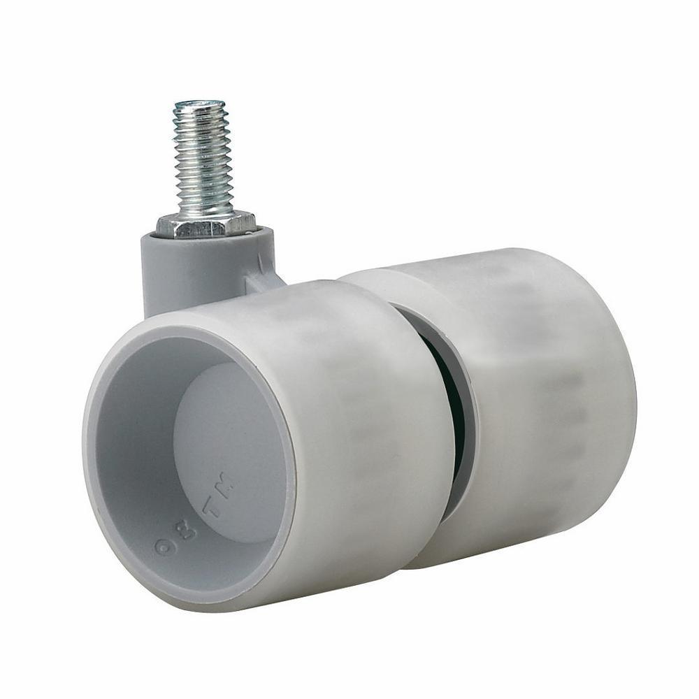 1-9/16 in. Light Grey Swivel Without Brake Threaded Stem Caster, 77.2 lb. Load Rating
