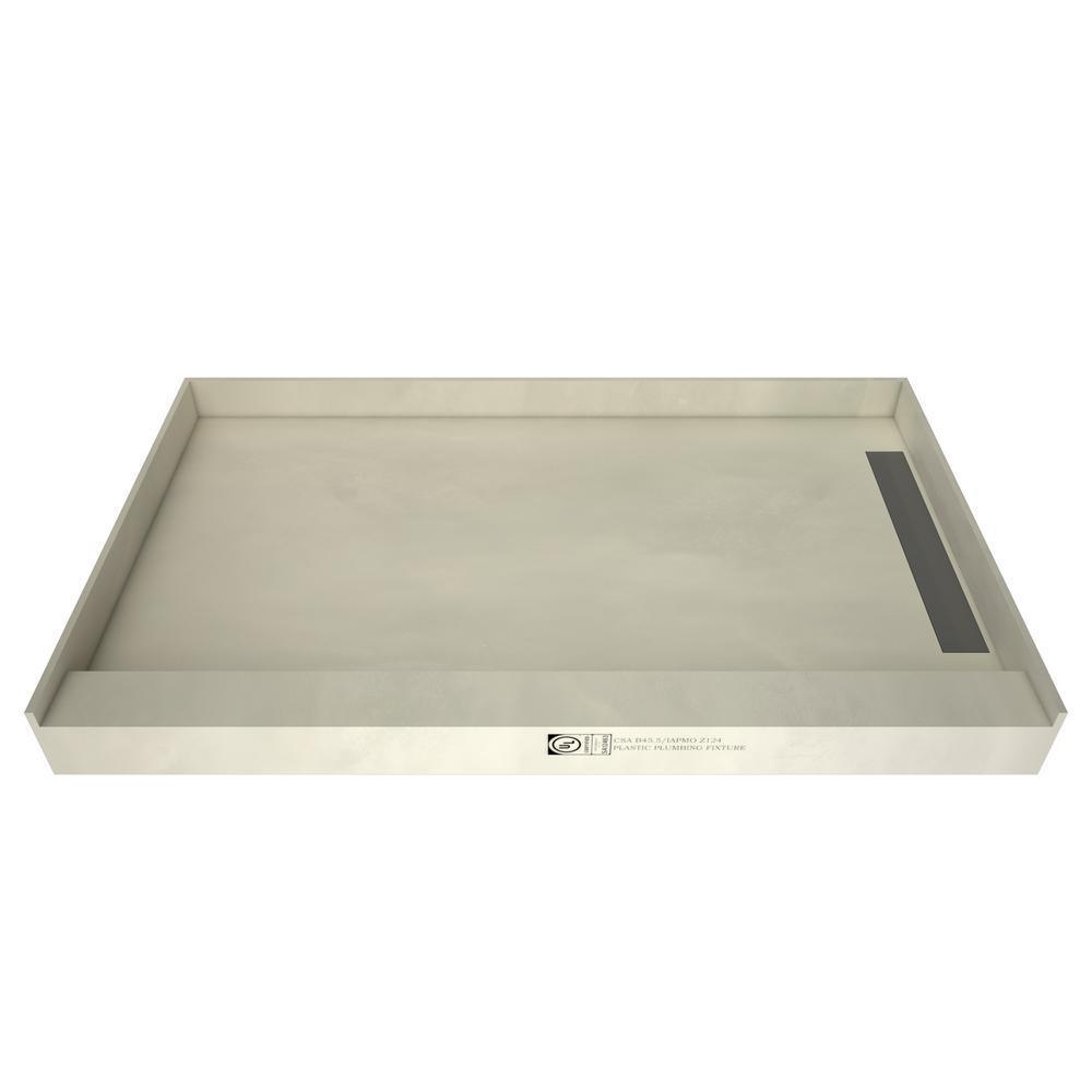 WonderFall Trench 36 in. x 60 in. Single Threshold Shower Base with Right Drain and Tileable Trench Grate