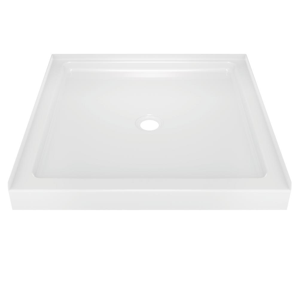 Classic 400 36 in. x 36 in. Single Threshold Alcove Shower Base in High Gloss White